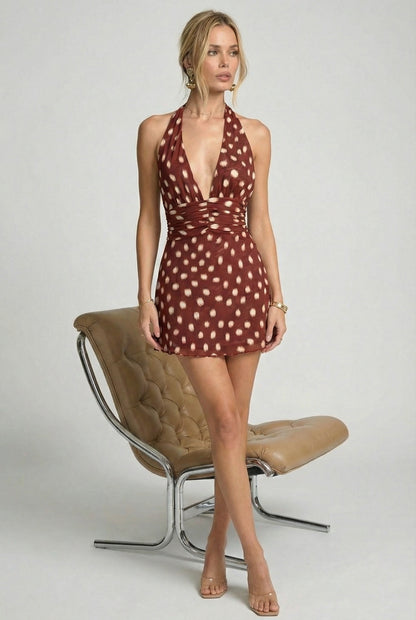 Robe Courte Halter à Pois — Amalfi