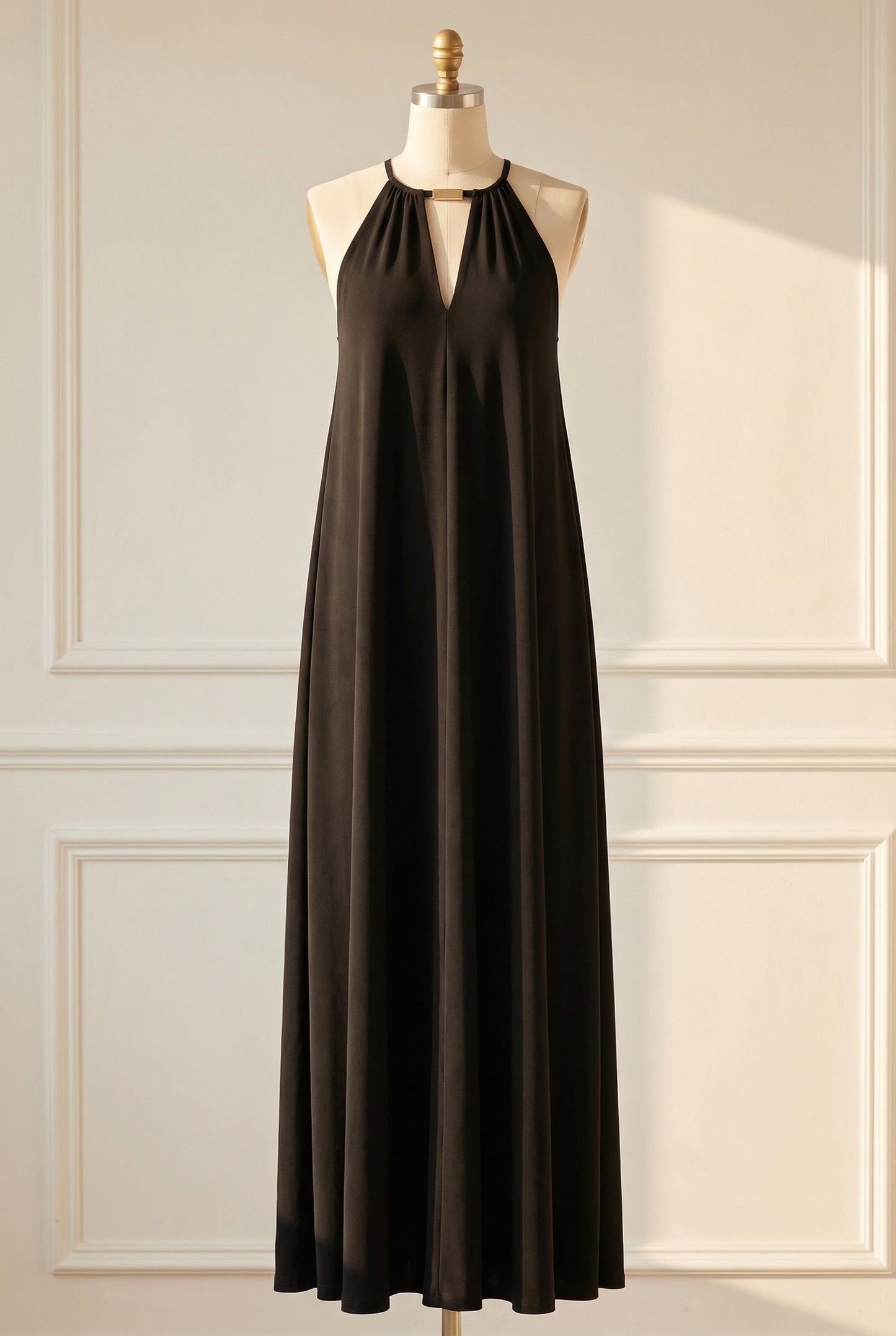 Robe Longue Halter Noire — Santorini