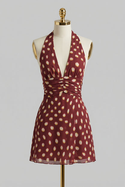 Robe Courte Halter à Pois — Amalfi